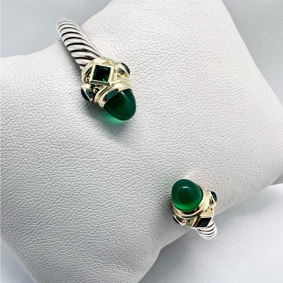 David Yurman Bracelet Green Onyx, Chrome Diopside, Hampton Blue Topaz 14k Gold - Picture 5 of 16